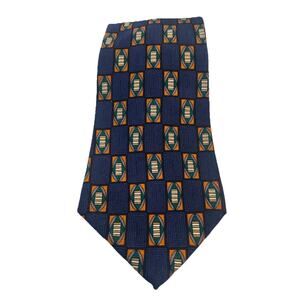 Barbara Blank New York Men's Tallman 4” Tie Navy Geometric All Silk Handmade USA